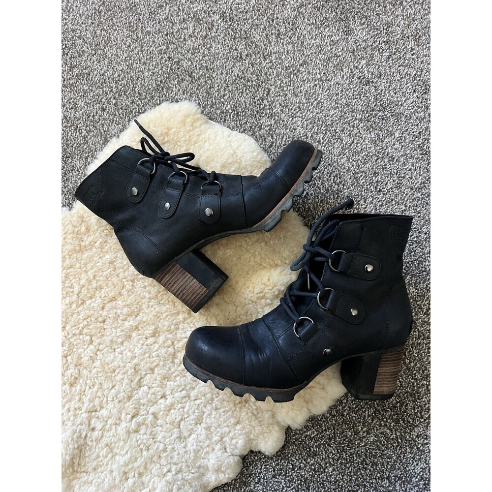 SOREL Addington Boots Black Leather Waterproof Lace Up